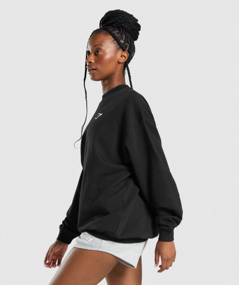 Bluzy Gymshark Treningowe Oversized Damskie Czarne | PL 346LBR